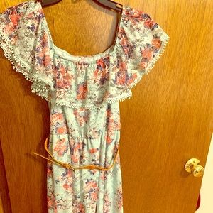 Blue Summer Floral Midi Dress